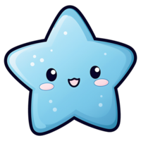 AI generated cute kawaii star clipart kids illustration for sticker design png