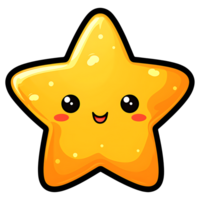 AI generated cute kawaii star clipart kids illustration for sticker design png