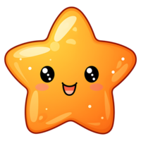 AI generated cute kawaii star clipart kids illustration for sticker design png