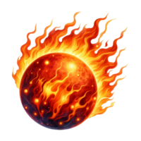 AI generated Sun and high temperature. Earth on fire global warming of hot weather concept on transparent background png