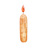 Verbrennung Leuchter mit Orange Flamme. Weihnachten Design Element. Hand gezeichnet Aquarell Illustration isoliert auf transparent Hintergrund. festlich Karten, Einladungen, Grüße. Kerze Licht Abendessen Party png