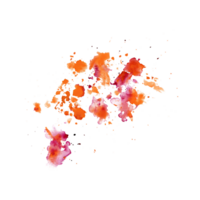 Stylish splashes, orange and pink paint splatter abstract element. Watercolor illustration isolated on transparent background. World Art Day set for art classes, stores, flyers, ads, web designs png