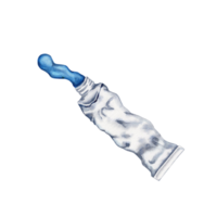 Squeezed Paint Tube with Blue paint spilled out. Top view of the art supplies object. Watercolor illustration isolated on transparent background. Art World Day elements for art classes flyers ads png