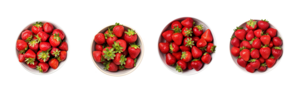 AI generated strawberries in bowls on a transparent background png