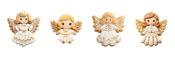 AI generated three angel figurines on a transparent background png