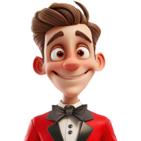 AI generated 3D cartoon man in red suit. Businessman character on transparent background png