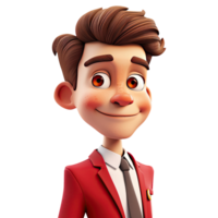 AI generated 3D cartoon man in red suit. Businessman character on transparent background png