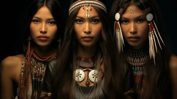 AI generated Women dressed in traditional clothes photo