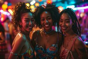 AI generated Young multiracial girls having fun in a nightclub photo