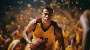 ai generado de cerca foto de africano baloncesto jugador