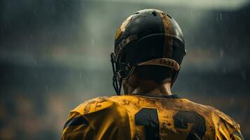 AI generated American football player looking back photo