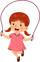 Cute girl playing jump rope png