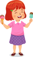 Cute little girl enjoy delicious ice cream png