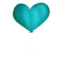 Cyan Heart Balloon Hand Drawn png