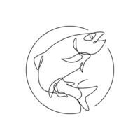 Salmon fish single line illustration vector