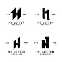 h 1 letra logo icono diseño vector