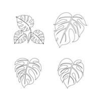 monstera continuo línea ilustración vector