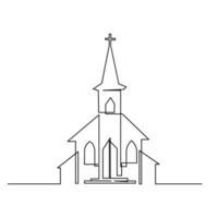 Church Single continuous line illustration vector