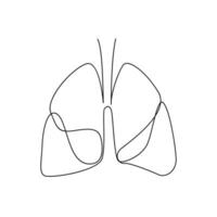 lung single line illustration drawing vector