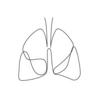 lung single line illustration drawing vector