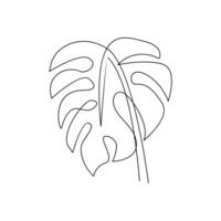 monstera continuo línea ilustración vector