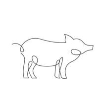 Pig single line illustration drawing vector