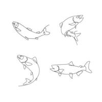 Salmon fish single line illustration vector