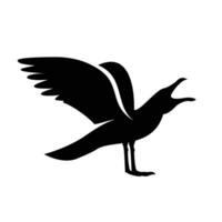 Seagull silhouette black white logo icon design vector