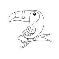 tucán pájaro dibujo línea linda negro blanco ilustración vector