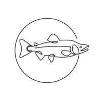 salmón pescado soltero continuo ilustración vector