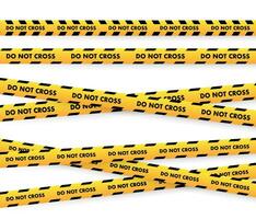 Caution tape vector illustration showing multiple DO NOT CROSS warning strips, ideal for safety, crime scene, and restricted area themes.