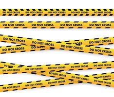 Caution tape vector illustration showing multiple DO NOT CROSS warning strips, ideal for safety, crime scene, and restricted area themes.