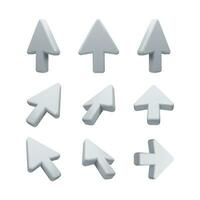 Set of Cursor Arrows in 3D Style for Digital Interface Design - a collection of digital cursor icons suitable for web design, user interface elements, and applications. vector