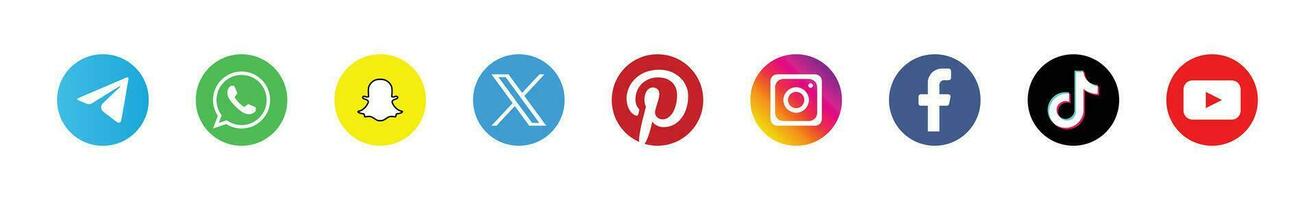 Major Social Media Brand Logos - Icons for Facebook, Instagram, Twitter, YouTube vector