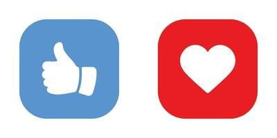 Like Icons Set - Thumbs Up, Heart Symbols, Positive Feedback Vector Graphics