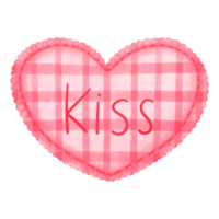 Watercolor pink heart with kiss clipart.Diy heart illustration for festive love decoration. png