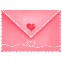 Romantic pink envelope with heart watercolor clipart for valentines day.Love letter illustration. png