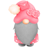 caprichoso acuarela linda rosado enamorado gnomo chico con amor letra y Rosa clipart. png