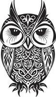 an owl with tribal patterns on its face vector