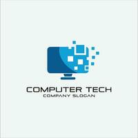 Pixel Computer Technology Logo template designs, computer Service logo template designs, Computer Tech Idea logo design inspiration vector