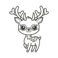 Colouring page outline of cute deer vector