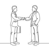 One line handshake. Business agreement symbol shaking hands, partnership teamwork, partner collaboration continuous line vector concept