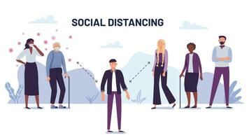 Social distancing. Preventing the spread of viruses vector