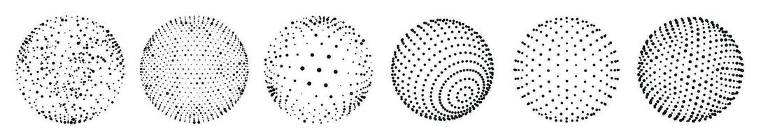 Abstract 3D dots sphere. Vector of set