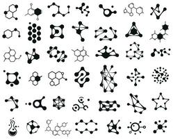 Connected molecules icons. Molecular structure logo set vector