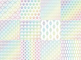 Holographic, metal rainbow seamless pattern set. Colorful shiny foil with gradient. Luminous abstract design vector