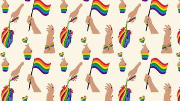 Hands showing lgbt heart. Old animation Loop Background.4K video footage