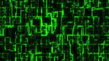 Fractal noise digital background. Abstract colorful green animation in matrix style. seamless loop, 4K video