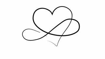 Heart continuous one line drawing. Video flat cartoon animation design element. alpha channel transparency