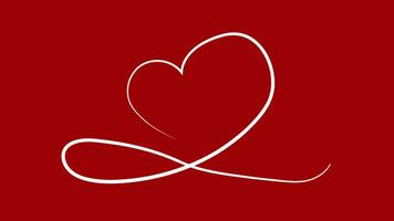 Heart line art on red background. Video flat cartoon animation design element. alpha channel transparency